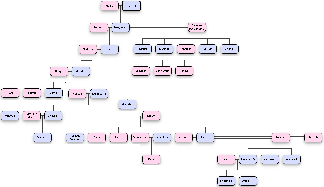 Family Tree of Sultans and Valide Sultans of the 16th and 17th Centuries