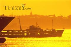 Bosphorus boats at sunset