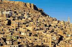 Stone houses of Mardin on the hillside