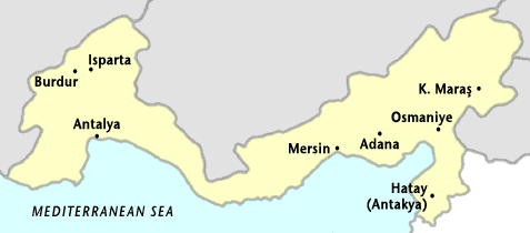 Mappa della regione mediterraneo