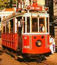 Old tram on Istiklal street in Beyoglu