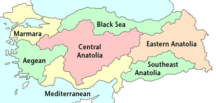Geographischen Regionen von der Tuerkei